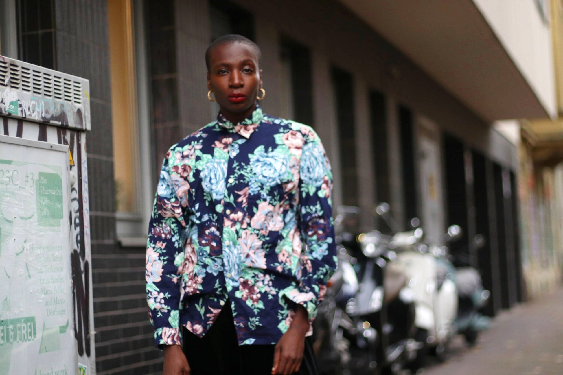 90s naf naf blouse| Vintage Blue Floral Blouse | crazy pattern shirt| Maximalist Print Design