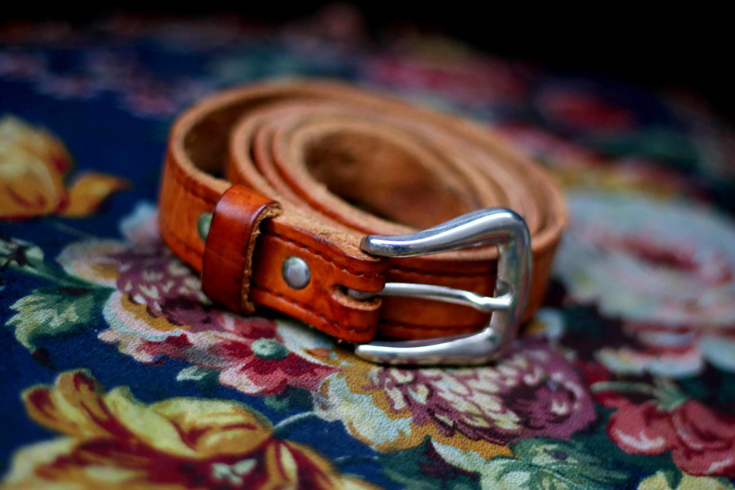 70s Brown Leather Belt | Vintage Women's Boho Chic Belt| Genuine Leather Belt