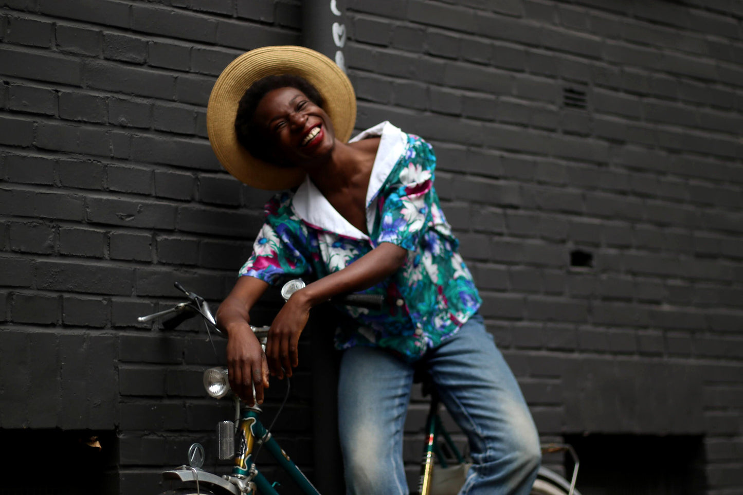 80s Via Milano Blouse| Vintage Blue Floral Shirt| Women's Blouse with Statement Collar| Maximalist Short-Sleeved Shirt