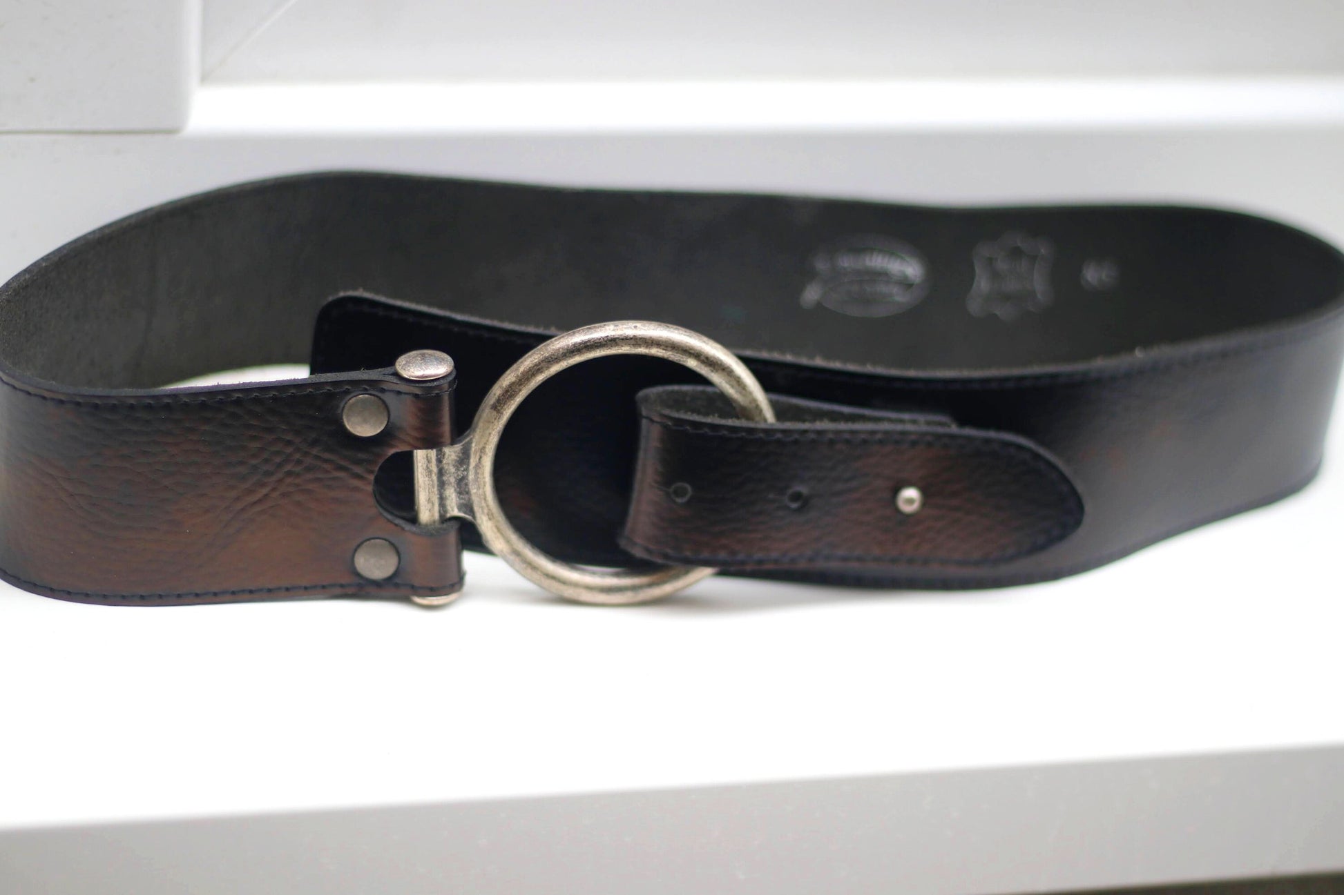 y2k Leather Belt| Minimalist Vintage brown belt with statement buckle| Browings Women's Waist belt