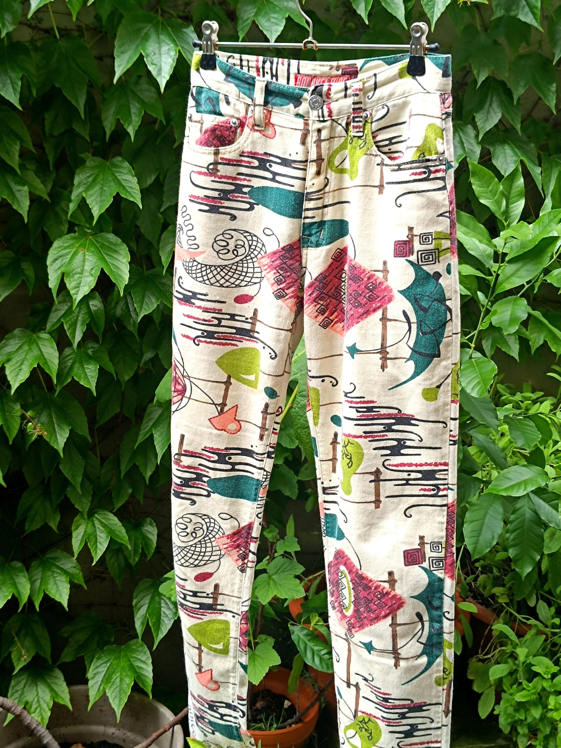 y2k Bonaventure Jeans| Women's Vintage Graffiti Print Denim| Crazy Print Street wear Skinny Fit Pants