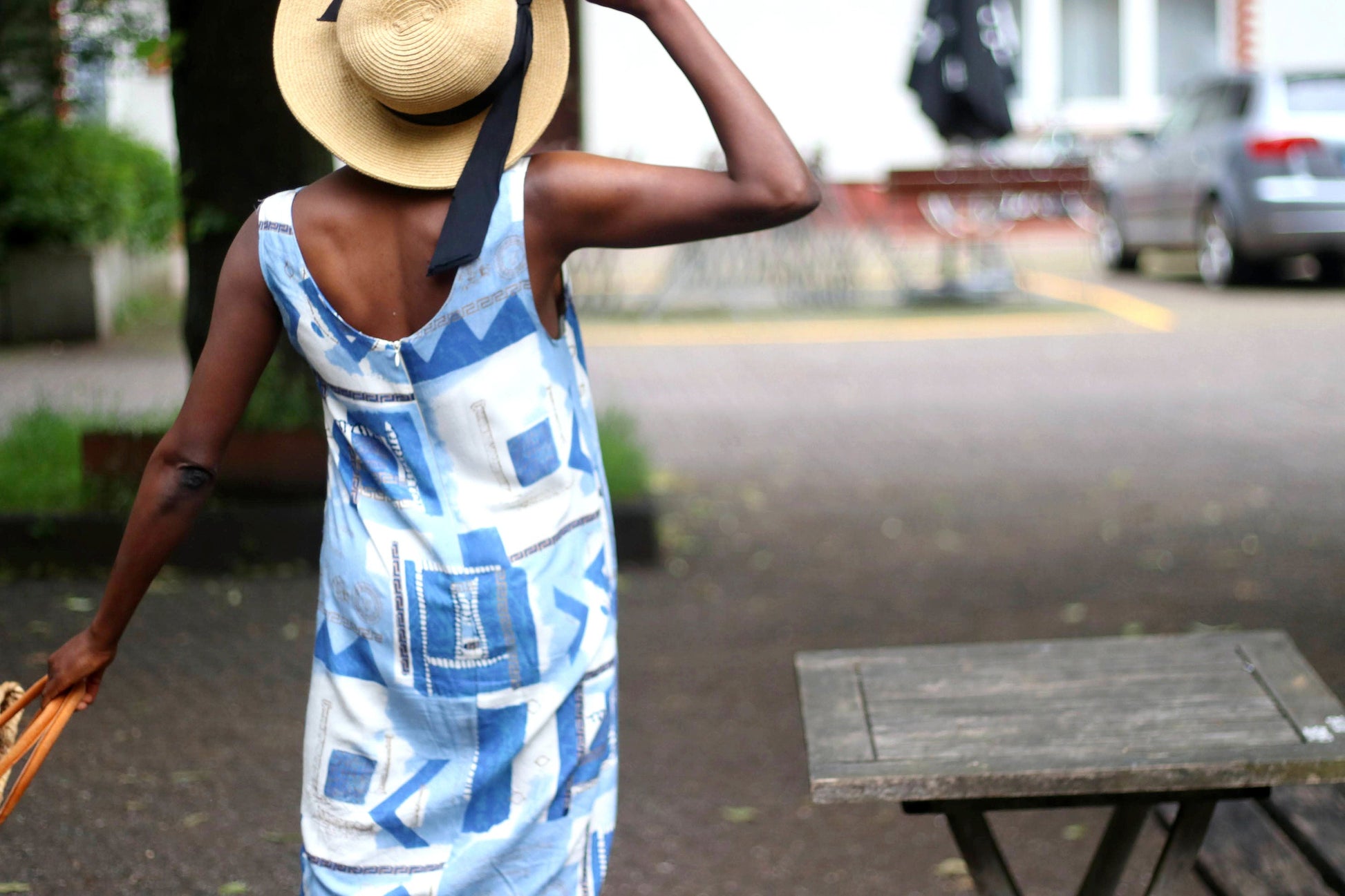 90s Crazy Print Dress| Women's Vintage Sleeveless Summer Dress| Maximalist Quirky Blue and White Dress