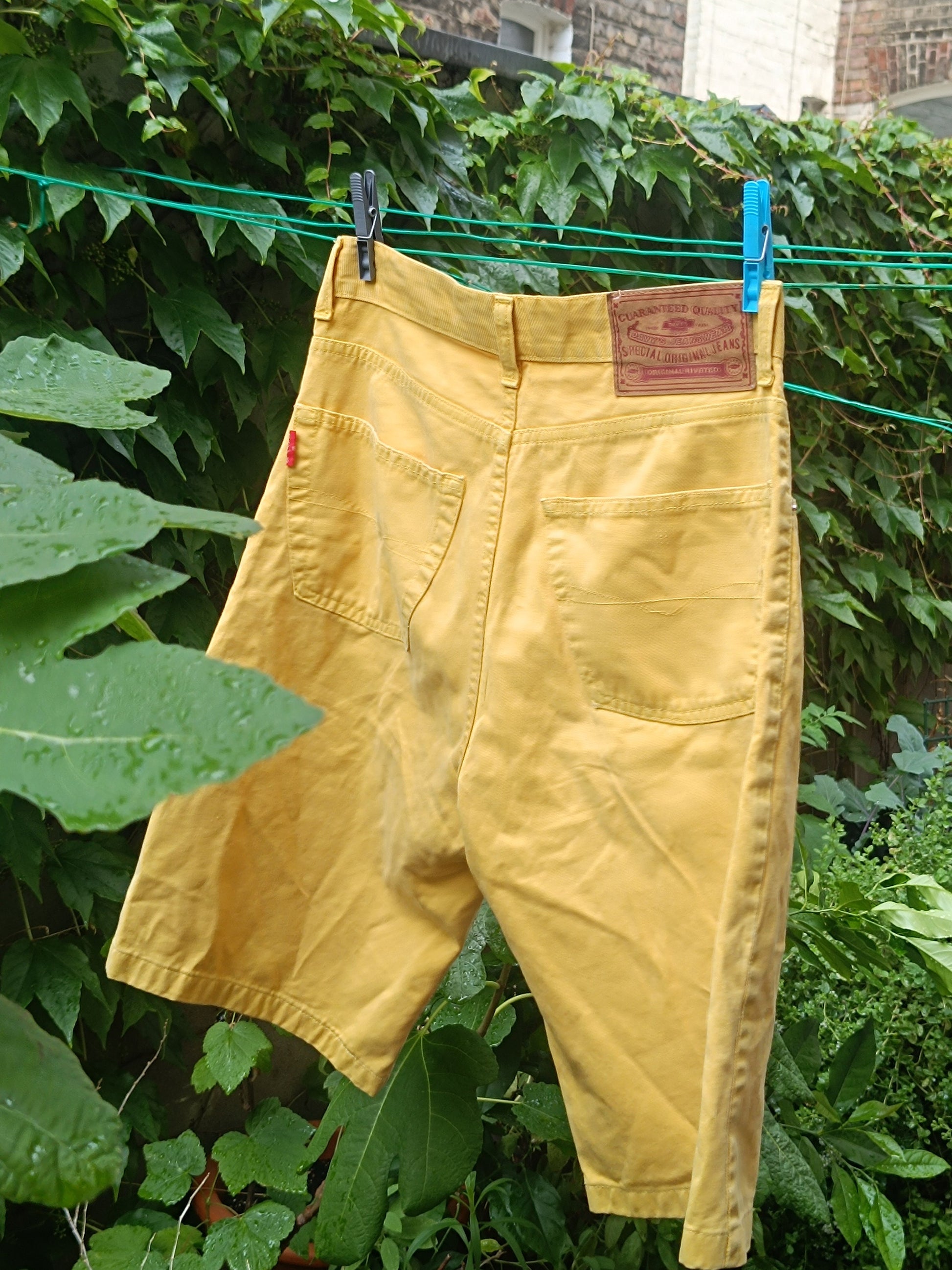 90s Davy's Jeanswear Jorts| Vintage Summer Shorts| | Maximalist Colorful Beach shorts | Yellow Summer Denim Shorts