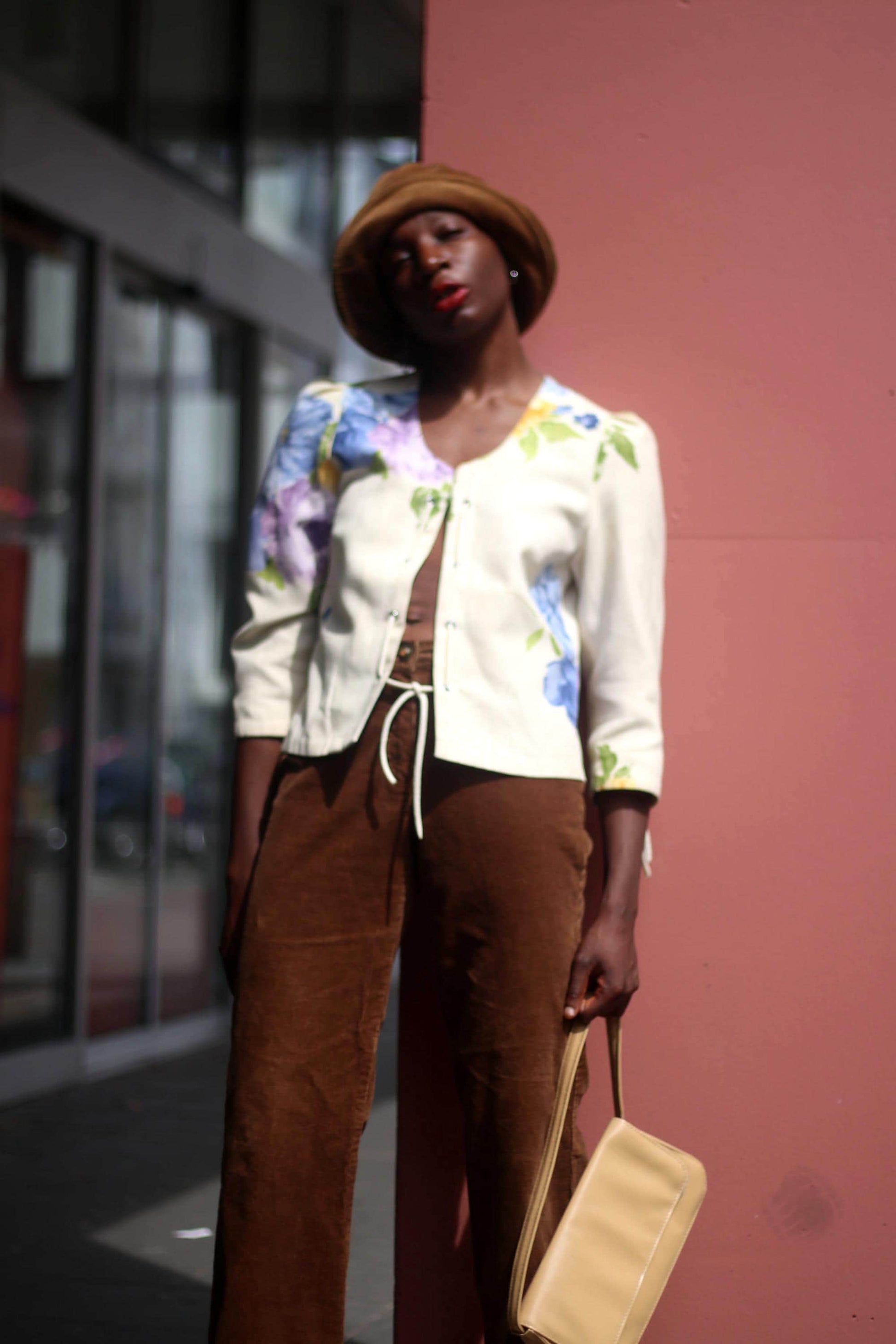 90s Kriss Floral Blazer | Vintage Women's Jacket with Lace Up Details | Feminine Maximalist Cropped Jacket