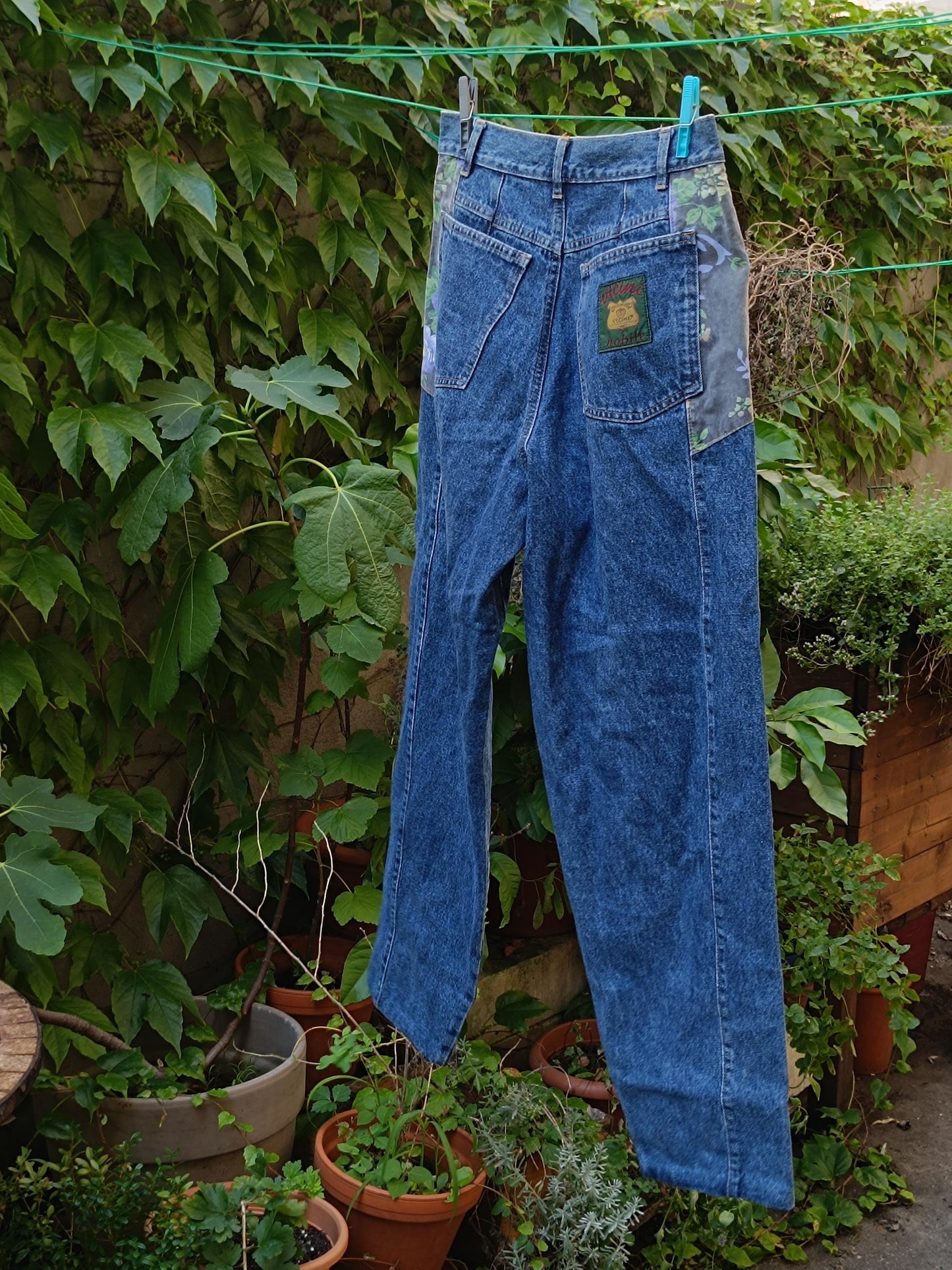 80s Vicini Jeans| Vintage Blue Patchwork Denim | Women's High-waisted Streetstyle Trousers