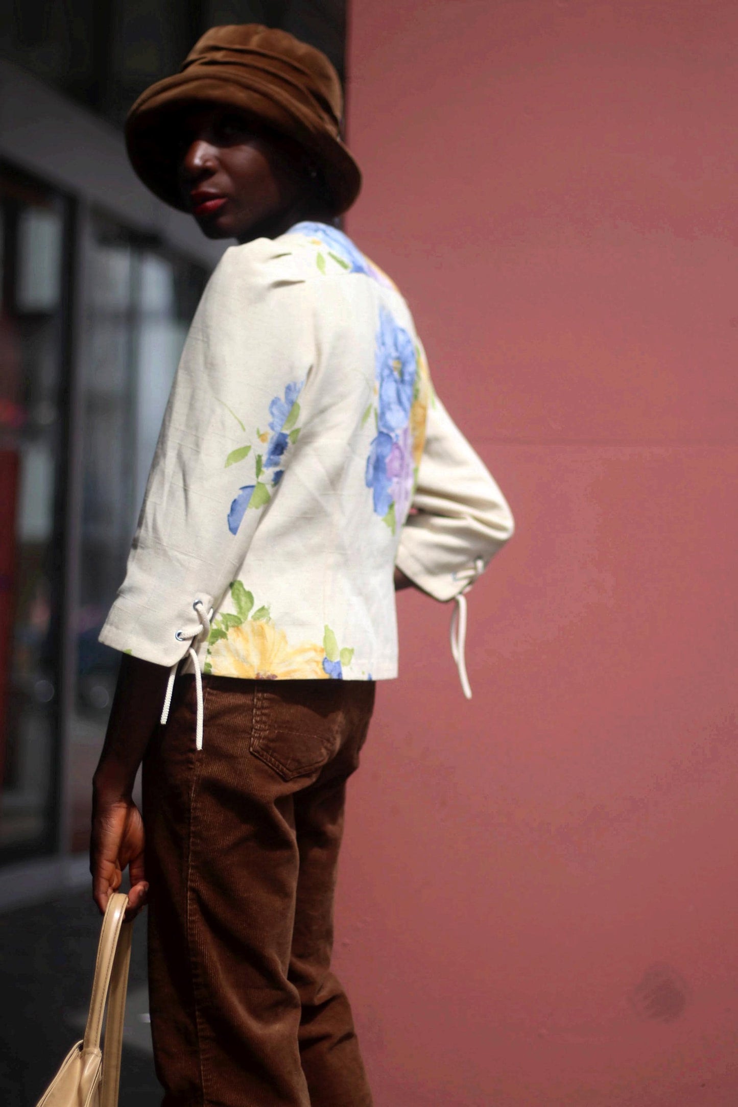 90s Kriss Floral Blazer | Vintage Women's Jacket with Lace Up Details | Feminine Maximalist Cropped Jacket