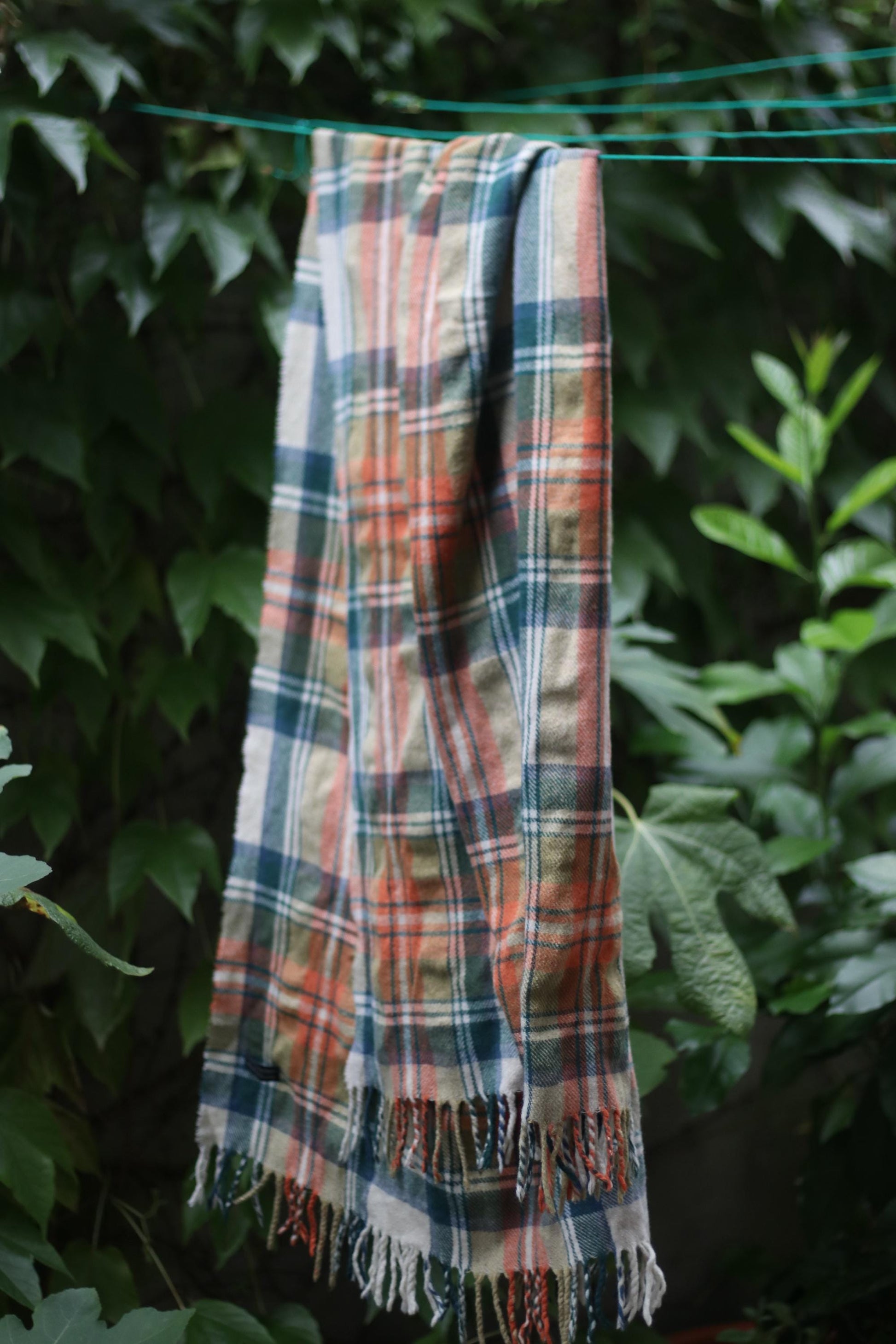 Matthew Goodman Oversized Scarf | Vintage Blanket Checkered Scarf| Men's Oversized Plaid Scarf with Fringes