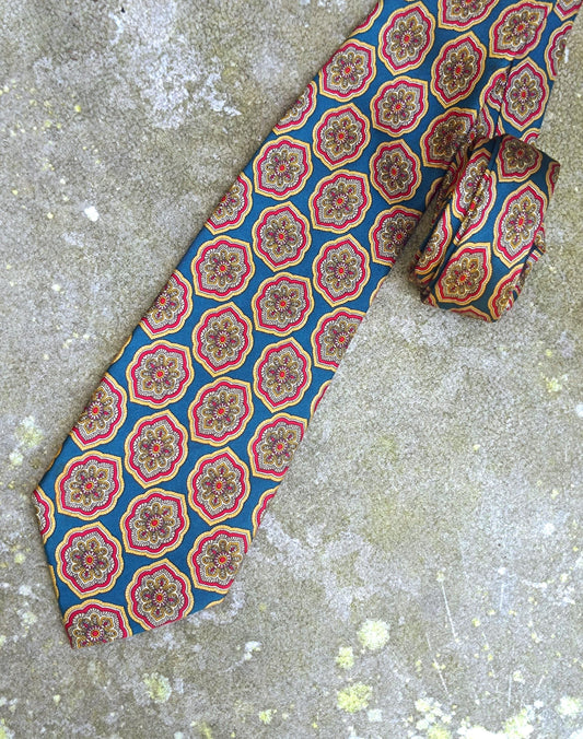 90s Clubfellow Silk Tie | Vintage Floral Print necktie | Men's Tie| Genderless unisex suit accessory