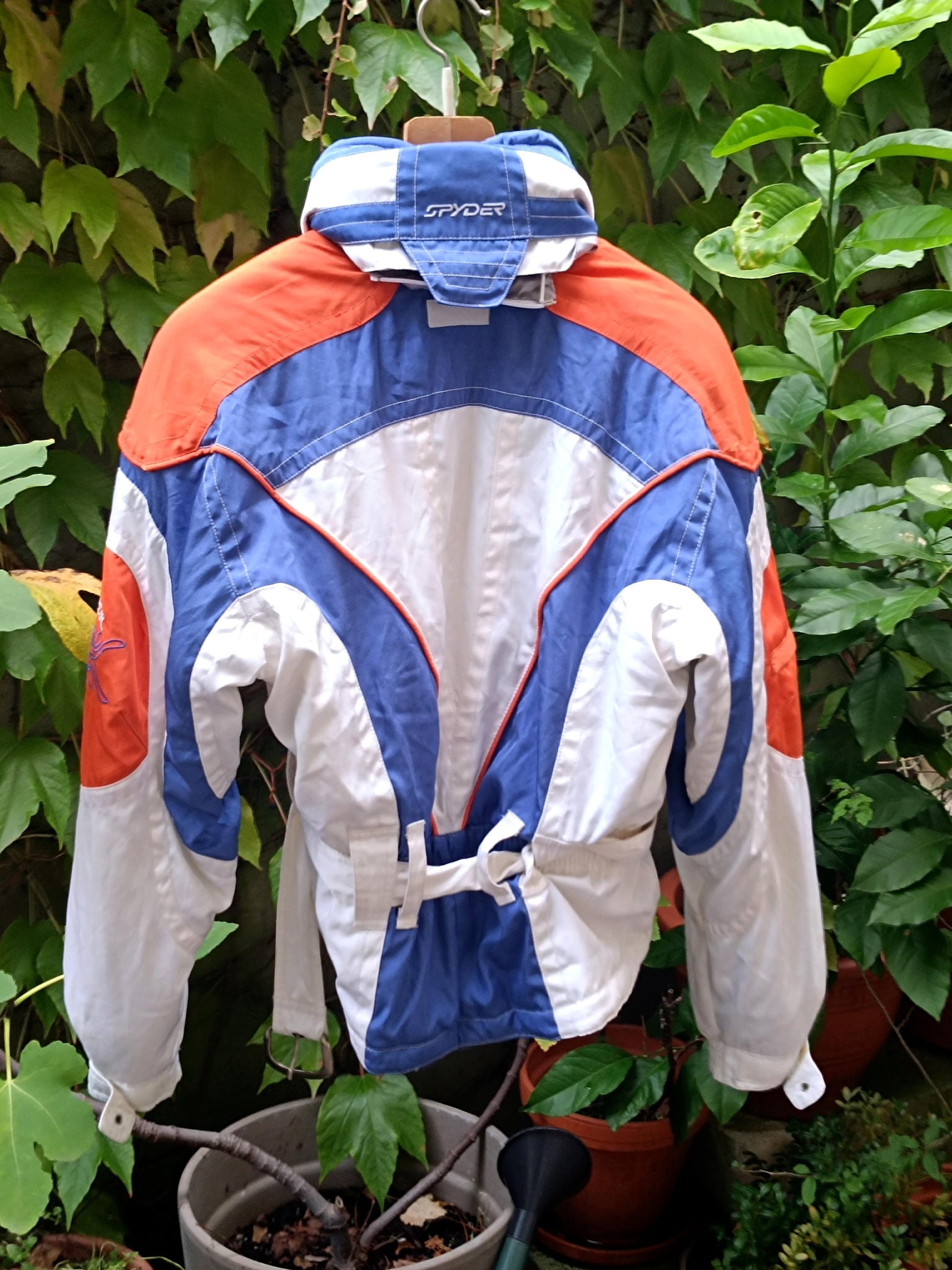 Vintage Spyder Moto Jacket| 90s Womens Rare Motorcycle inspired Jacket in Orange and White