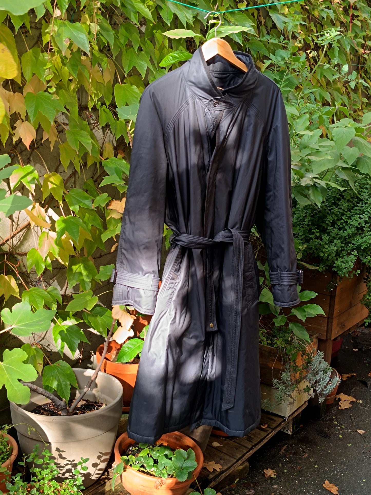 80s Eres Trenchcoat| Vintage Black Padded Jacket| Minimalist Country Preppy Fall Coat