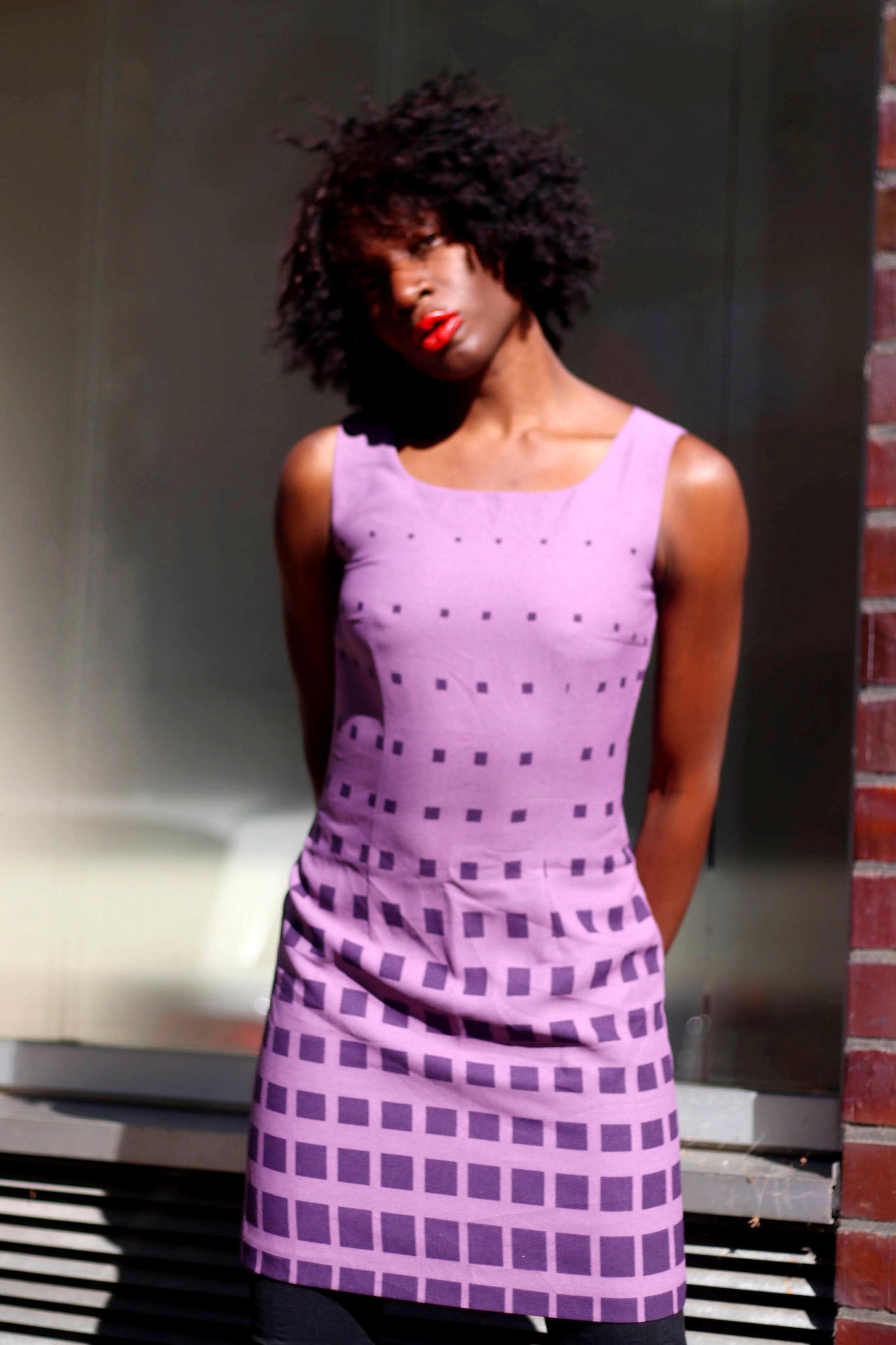 90s Jacqueline De Young Dress| Vintage Women's Retro Purple Sleeveless Dress