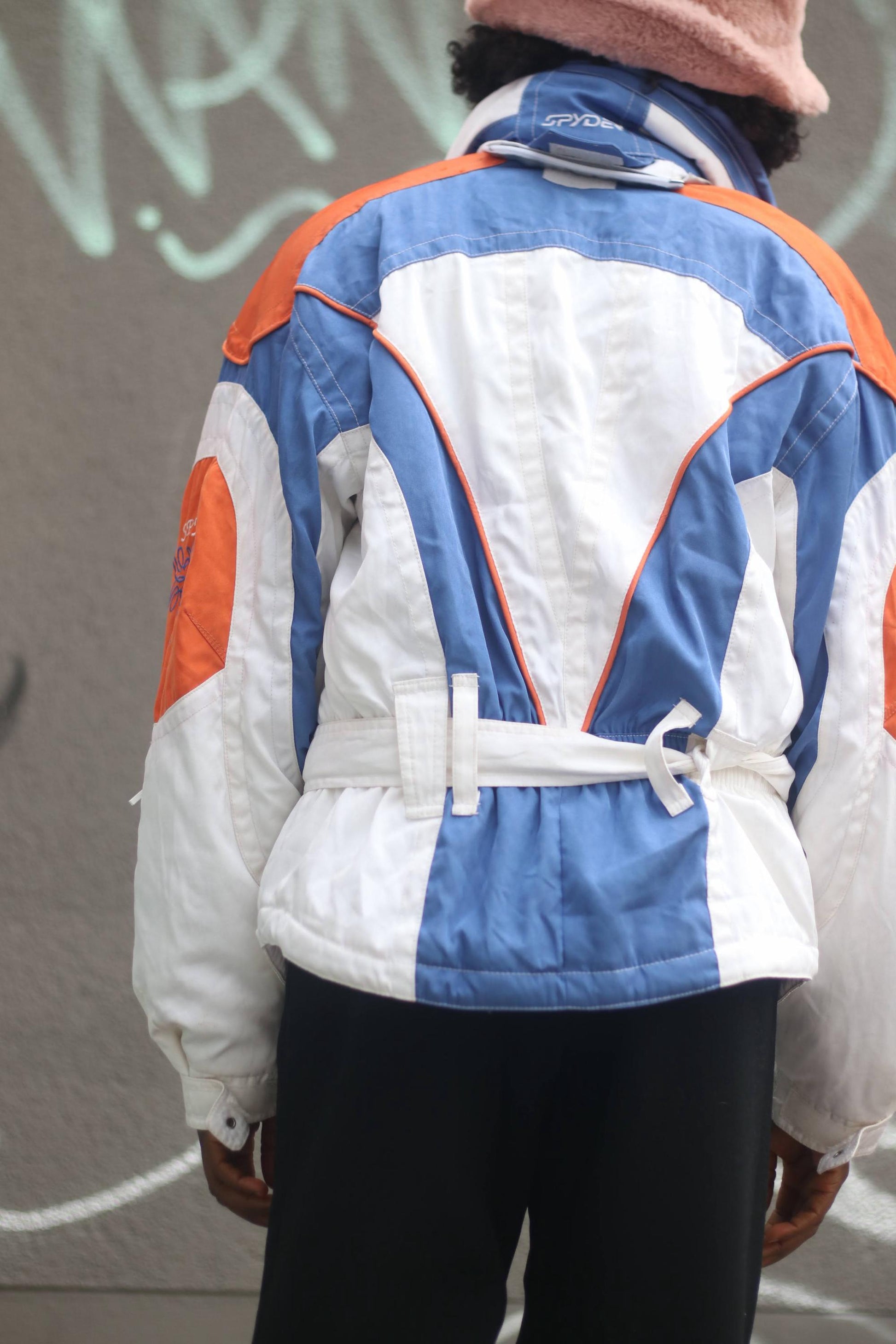 Vintage Spyder Moto Jacket| 90s Womens Rare Motorcycle inspired Jacket in Orange and White