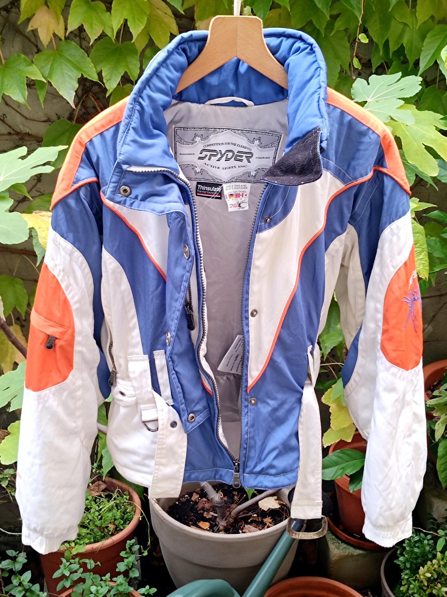 Vintage Spyder Moto Jacket| 90s Womens Rare Motorcycle inspired Jacket in Orange and White