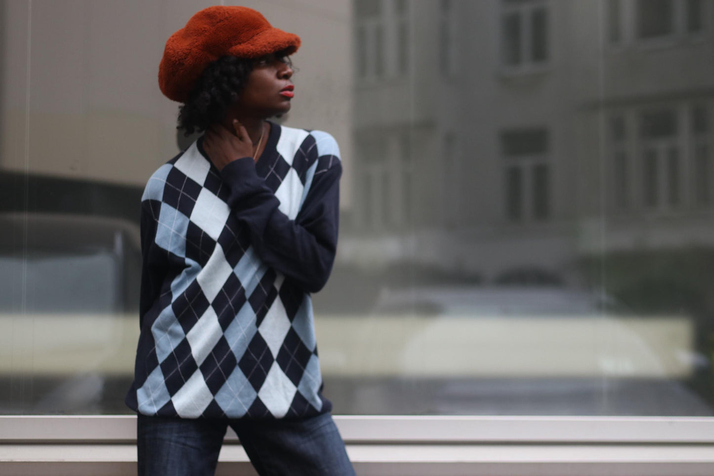 Vintage Argyle Print Sweater| 90s Blue Long Sleeved Winter Jumper| Preppt Yatch Club Sweater