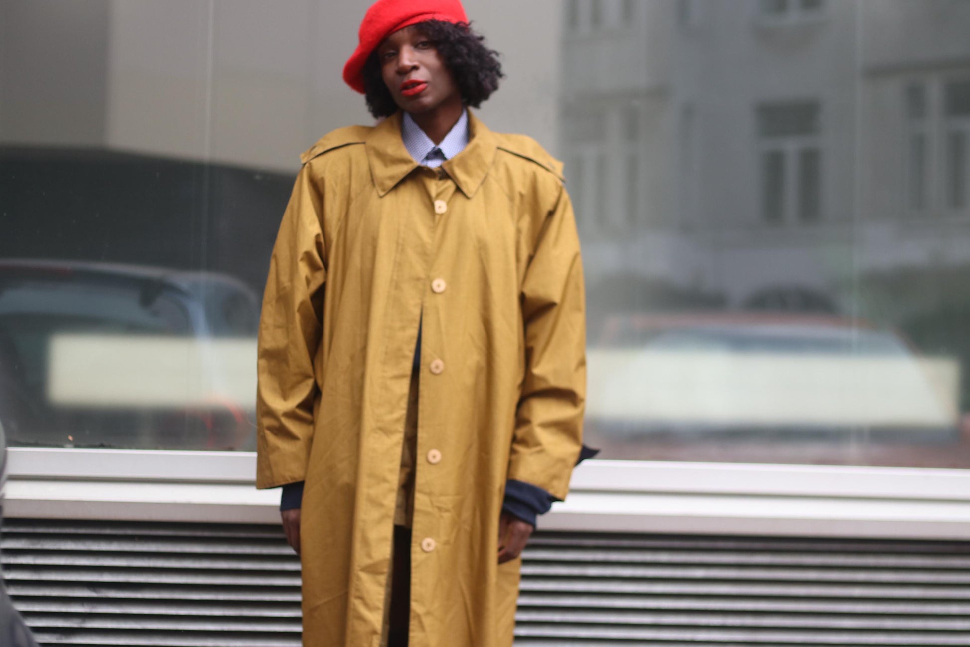 y2k Unisex Mustard Trench Coat| Vintage Minimalist Oversized Sportswear Autumn Jacket