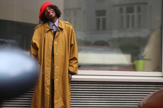 y2k Unisex Mustard Trench Coat| Vintage Minimalist Oversized Sportswear Autumn Jacket