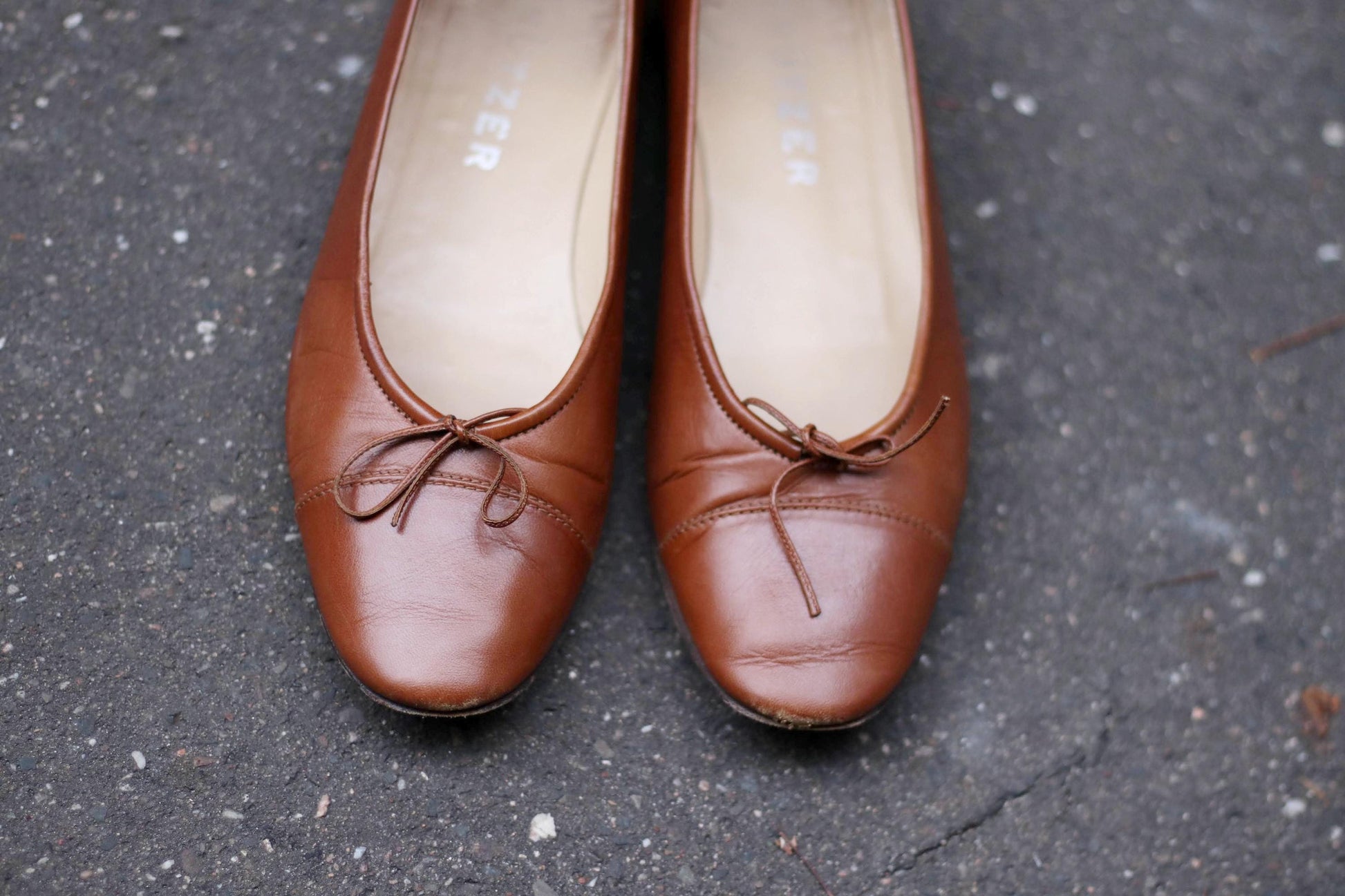 UNÜTZER Ballerina Shoes| Vintage Genuine leather Brown High-quality Women's Shoes