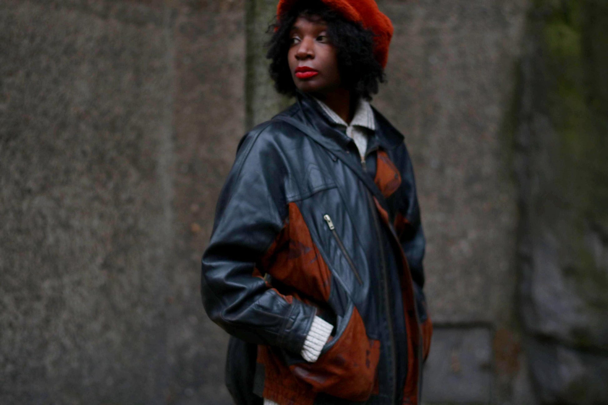 90s Patchwork Leather Jacket| Vintage Black and brown Unisex Oversized Leather Coat| Women's Leather Jacket