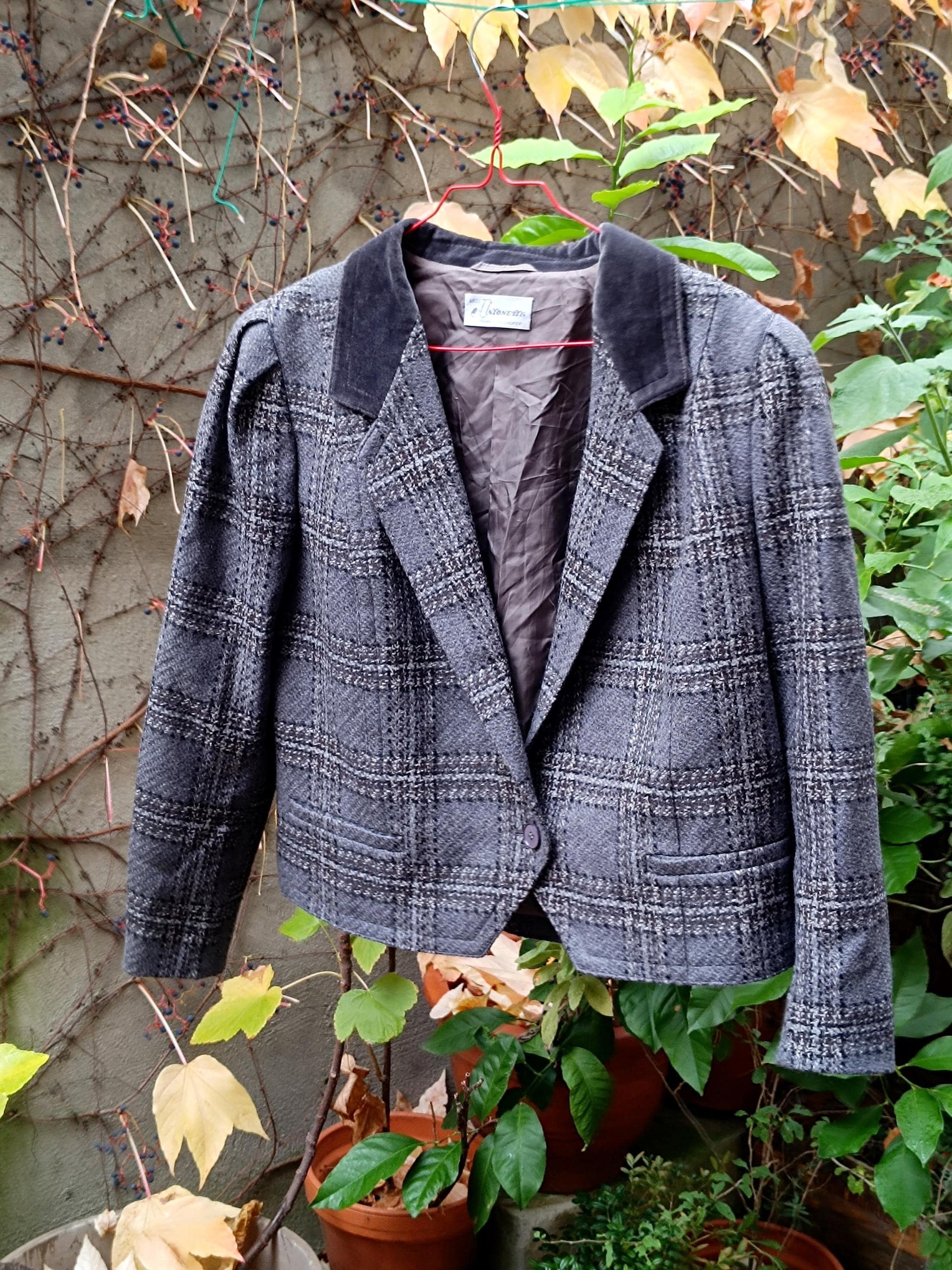 80's Miss Antonette Blazer | Women's Vintage Wool Minimalist Boxy Blazer | Grey Cropped Blazer