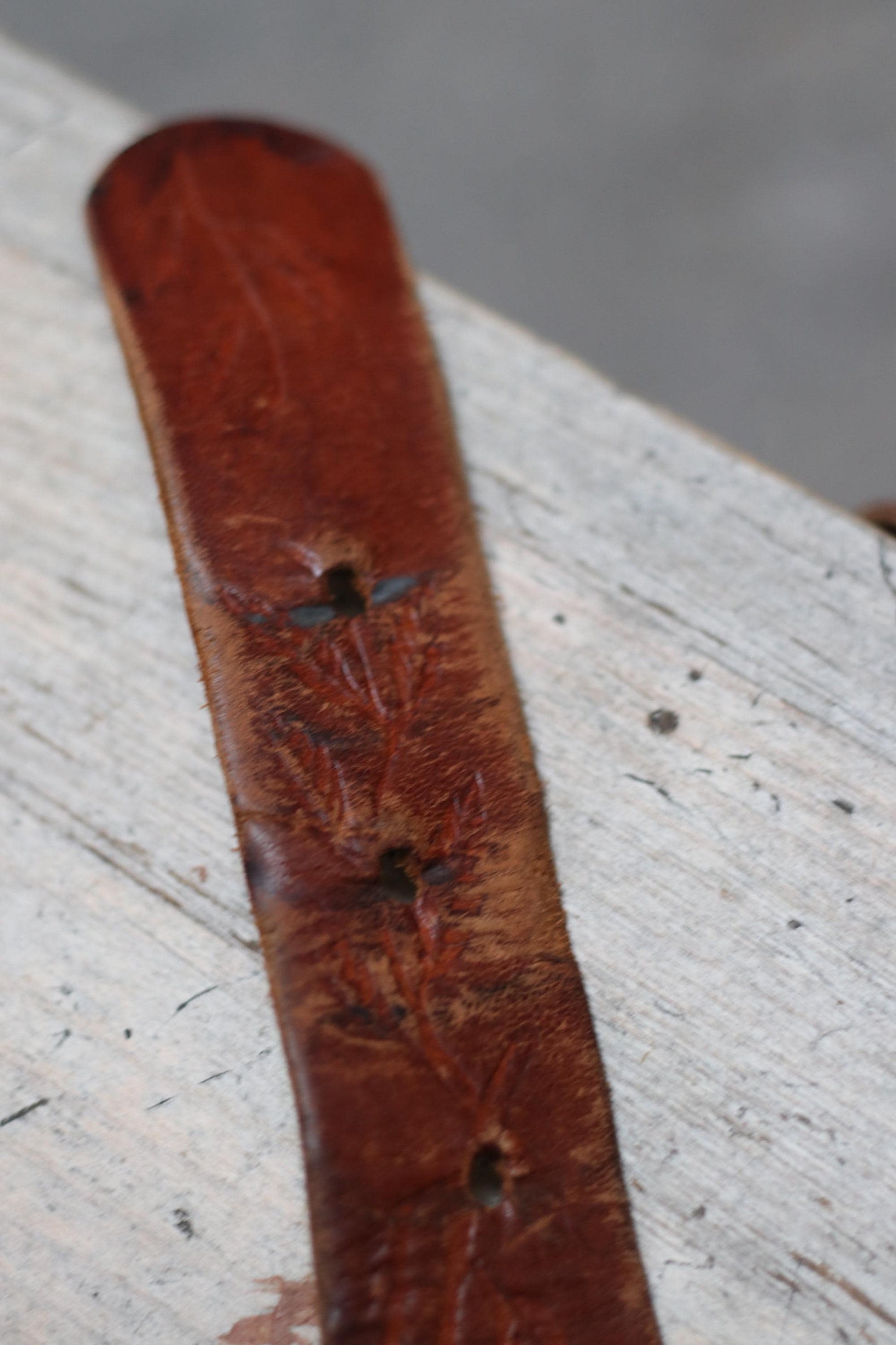 70s Handcrafted Embossed Brown Leather Belt with Antique Silver Buckle| Nature-Inspired Artisan Accessory| Women's belt with Leaf etchings