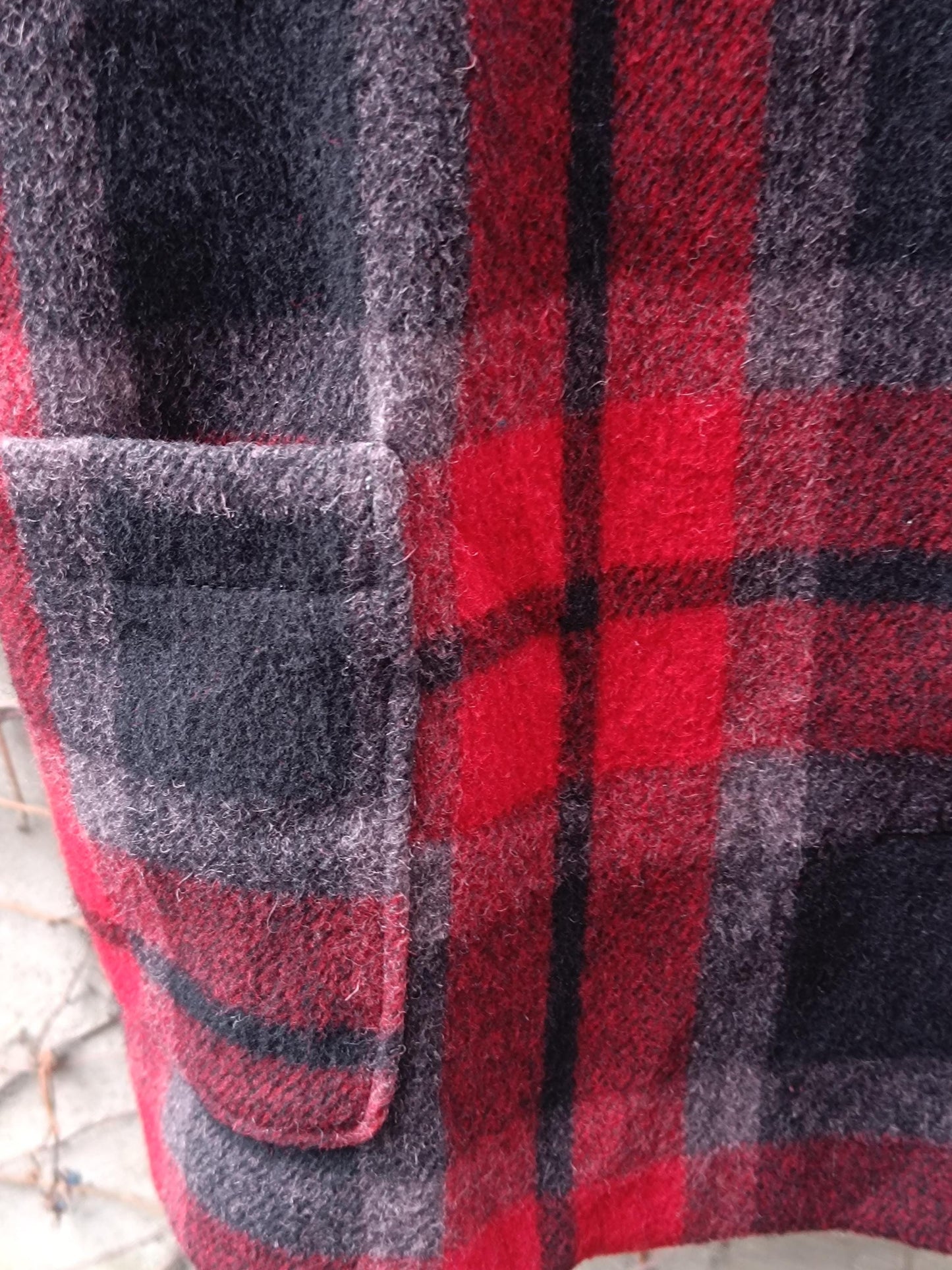 90s Plaid Winter Jacket| Urban Lumberjack Checkered Red Women's Coat | Red and Black Tartan Cozy Coat XS- S