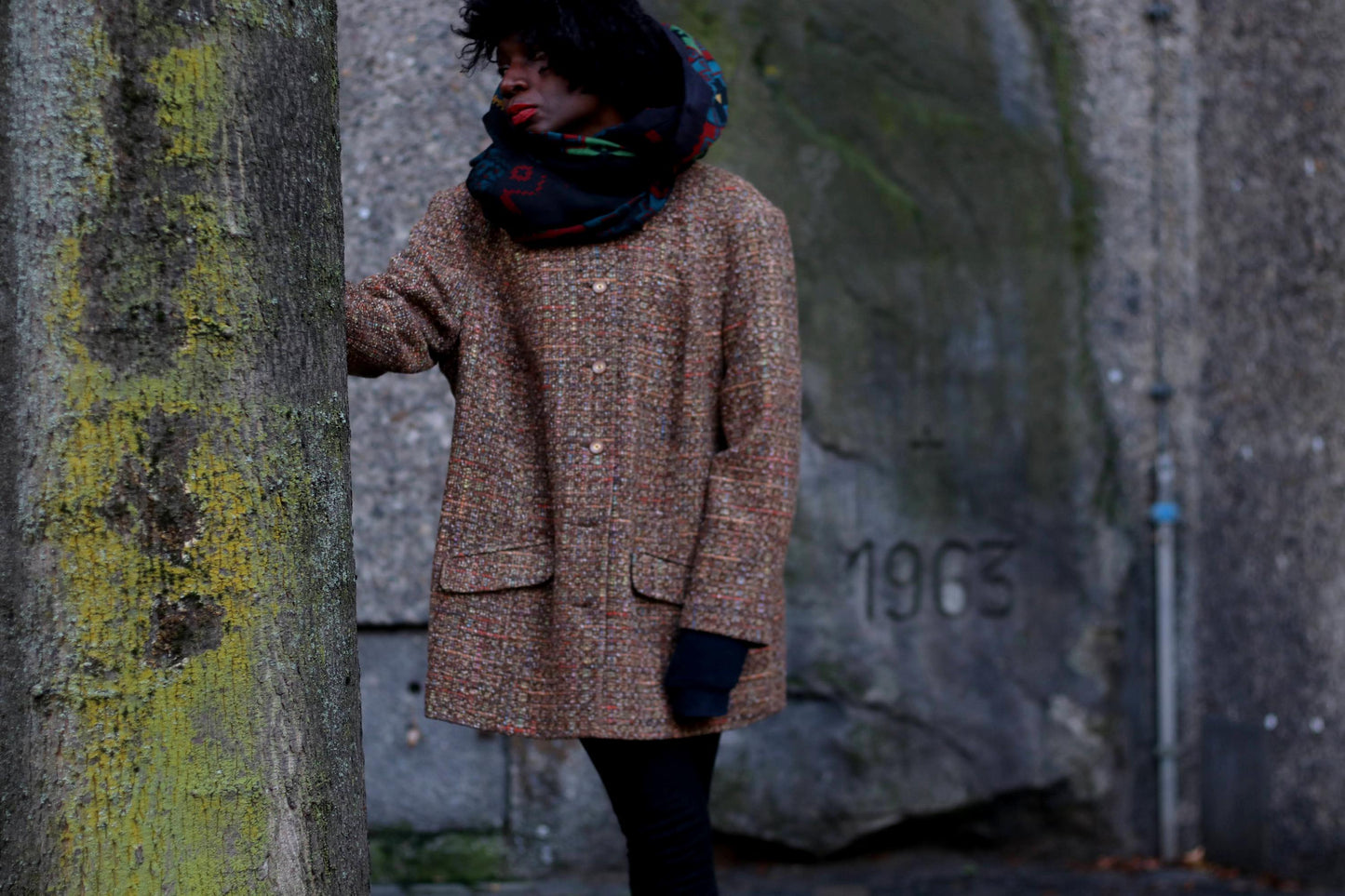 90s Creation Atelier Checkered Blazer | Vintage women's Brown Wool Blend blazer|