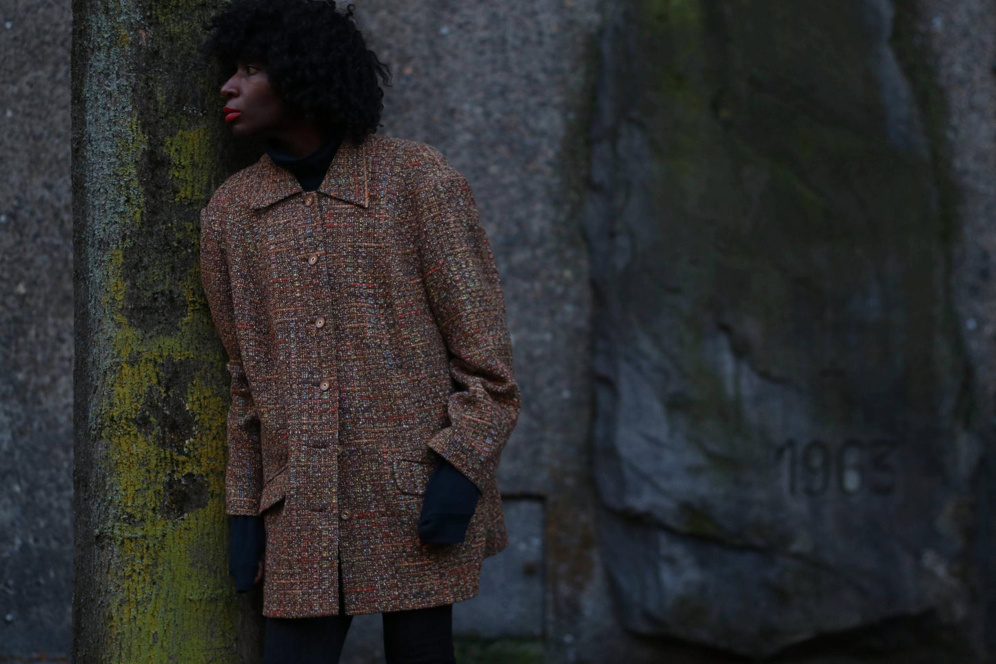 90s Creation Atelier Checkered Blazer | Vintage women's Brown Wool Blend blazer|