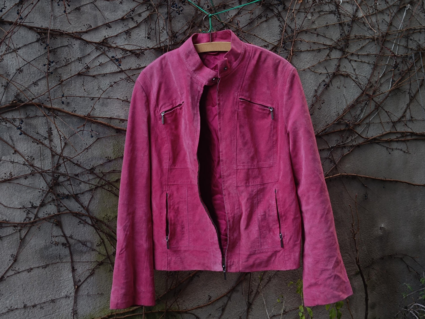 90s Vintage Pink Suede Moto Jacket| Arma Bold, Luxe Timeless Outerwear | Soft Leather Statement Coat | Women's Streetwear