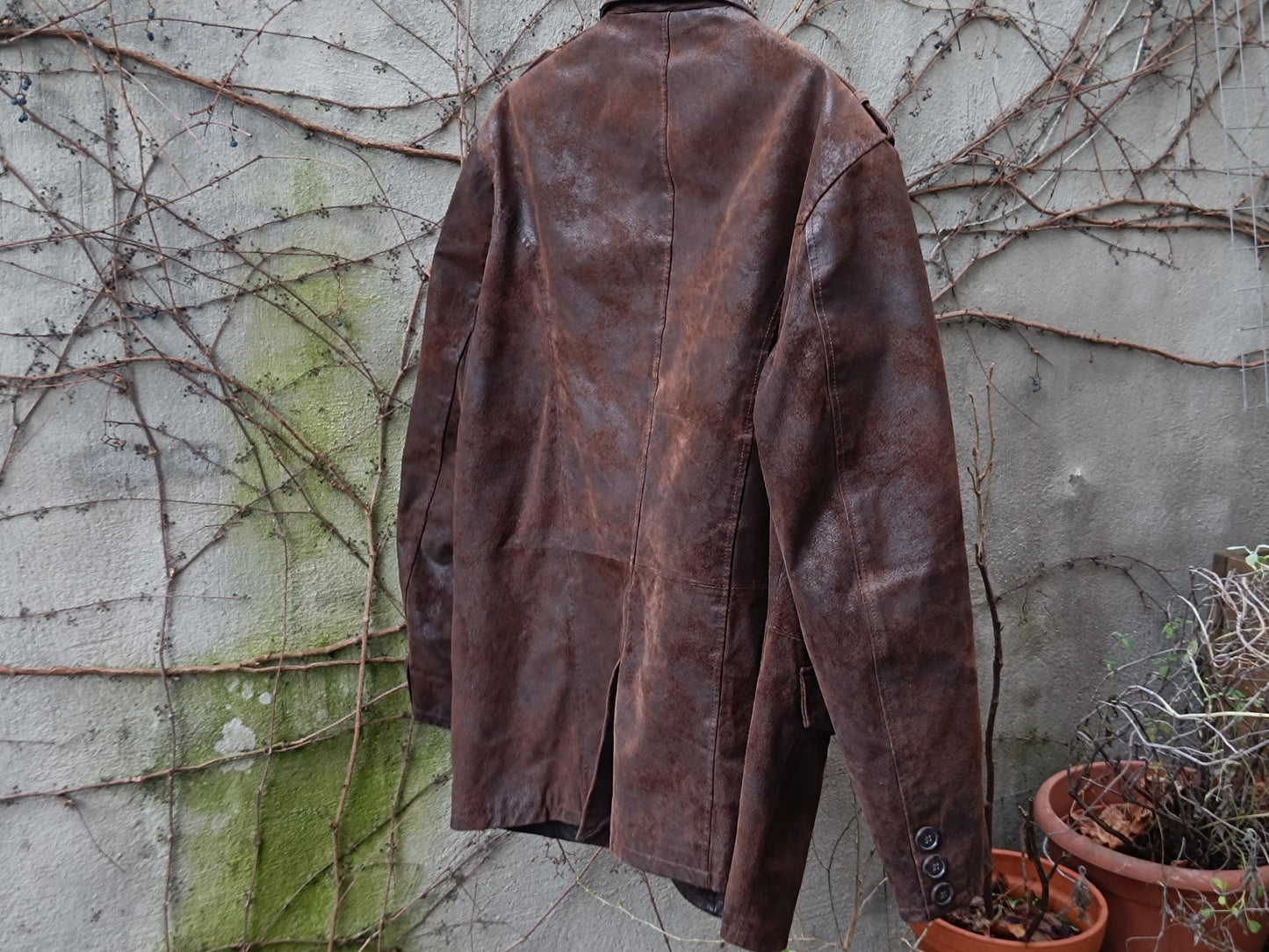 Vintage Brown Leather Jacket | 90s Oversized Military Style | Grunge Y2K Biker Coat | Unisex Retro Streetwear | Boho Moto Jacket