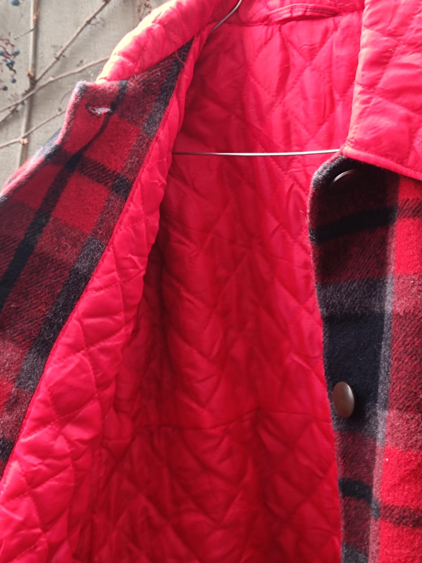 90s Plaid Winter Jacket| Urban Lumberjack Checkered Red Women's Coat | Red and Black Tartan Cozy Coat XS- S