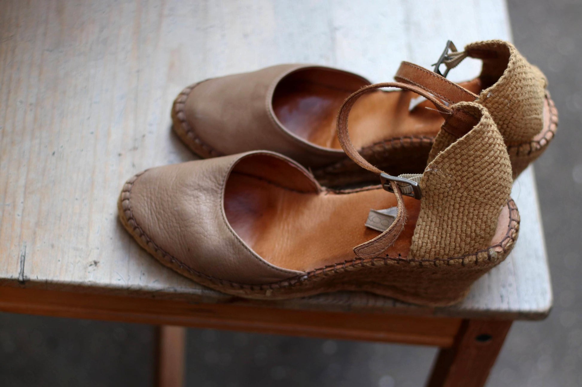 Y2K Italian Leather Wedges | Vintage Brown Raffia Platforms | Boho Summer Sandals| Ankle Strap Wedges Size EU39