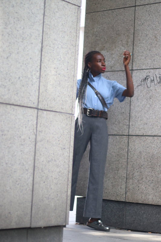 Vintage Ben Barton New York grey wool pants| 90s pin striped tailored workwear trousers