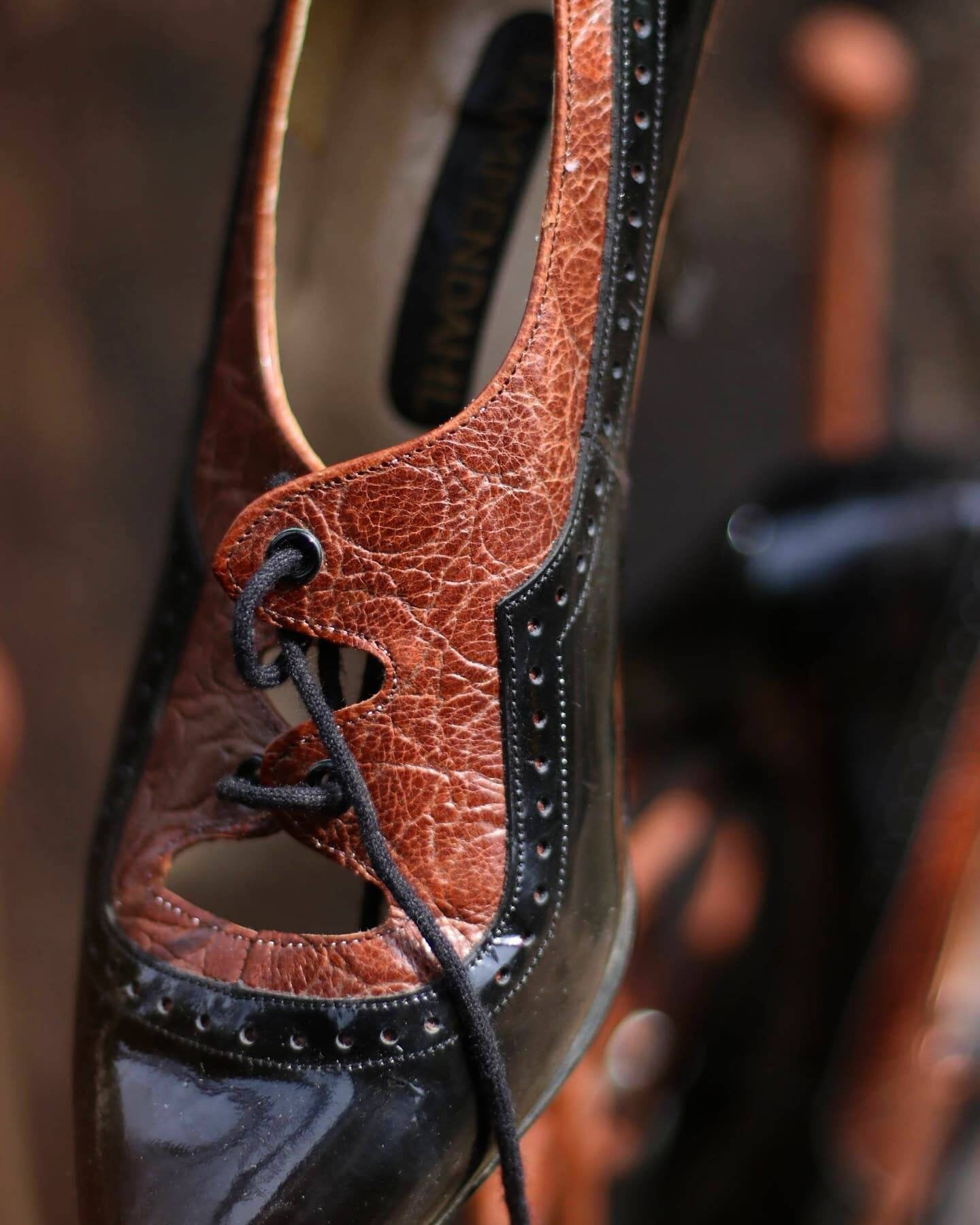 80s Leather Pumps| Made in Germany Brown and Black Vintage ladylike Heels| Shoes Size 38 EU