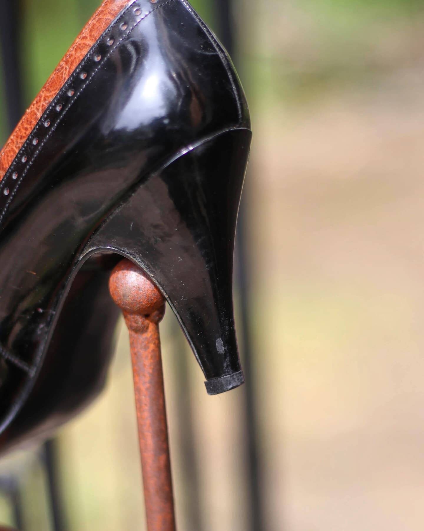 80s Leather Pumps| Made in Germany Brown and Black Vintage ladylike Heels| Shoes Size 38 EU