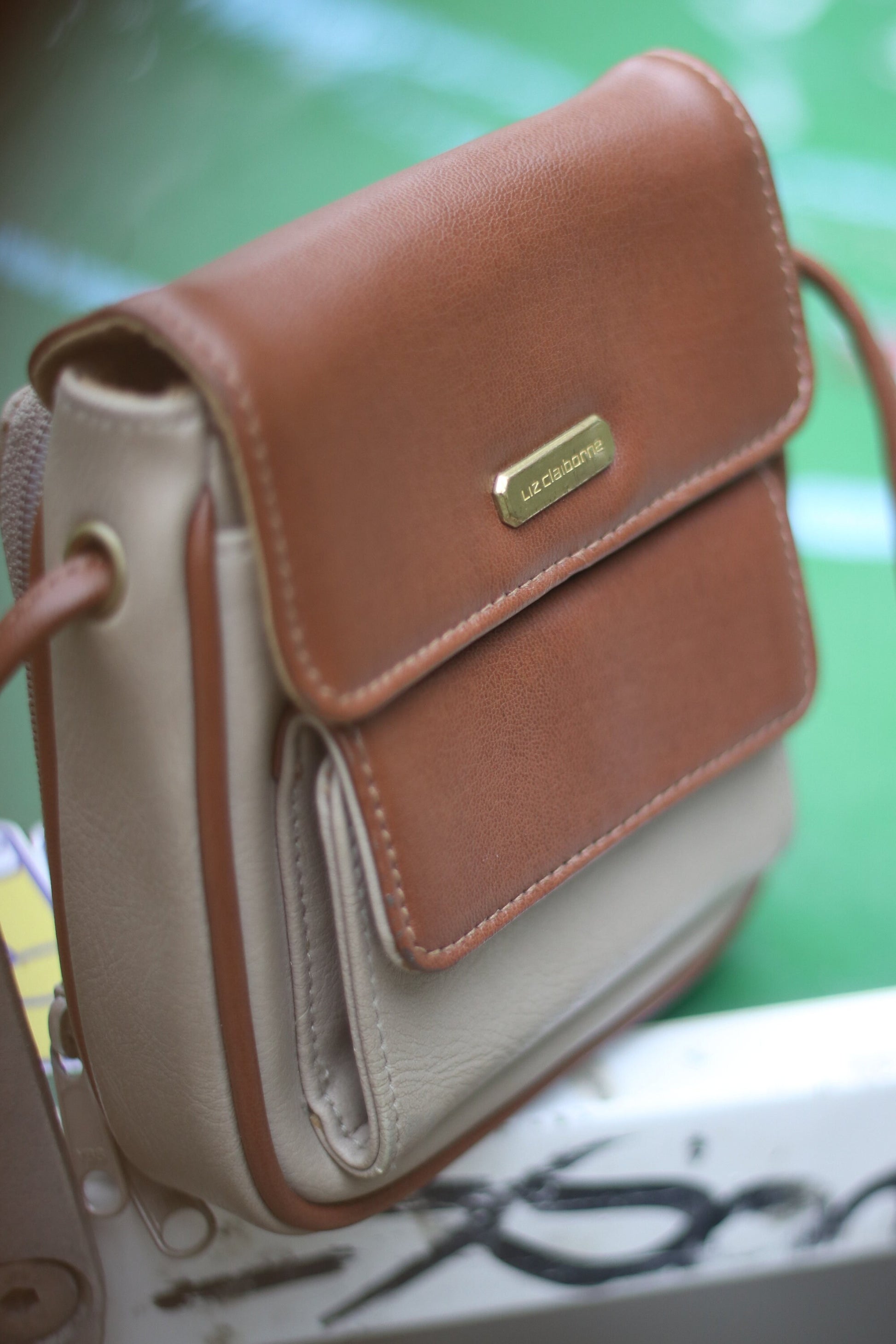 90s Liz Clairborne Mini Bag| Vintage Leather Brown Leather small Bag| Compact street style bag