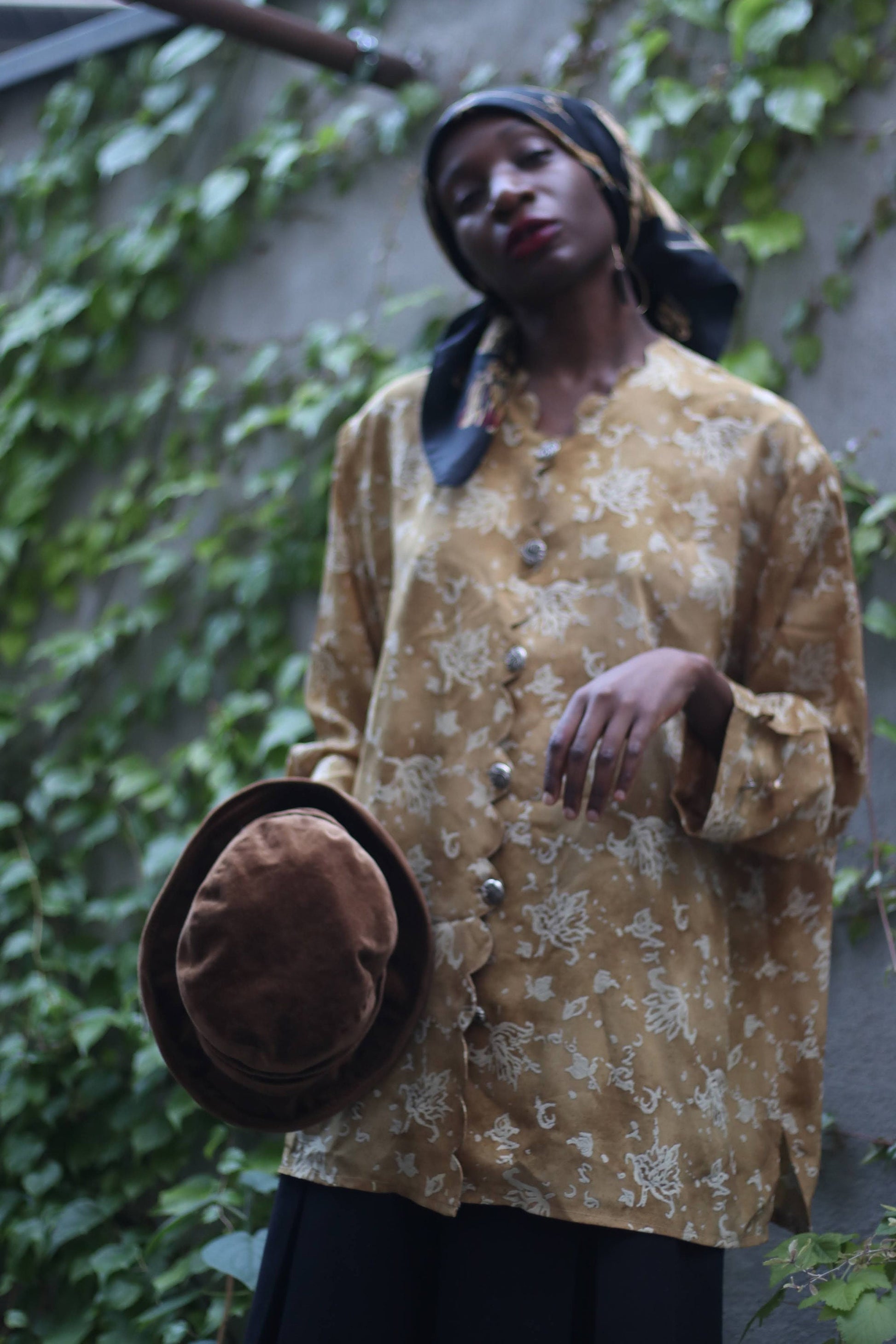 Vintage Floral Print Blouse| 90s oversized buttoned down design in brown | Maximalist Summer Shirt