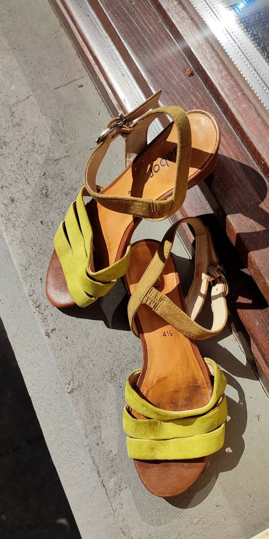 90s Gabor Suede Sandals| Vintage Summer Slingbacks in Yellow| Minimalist Mustard Shoes