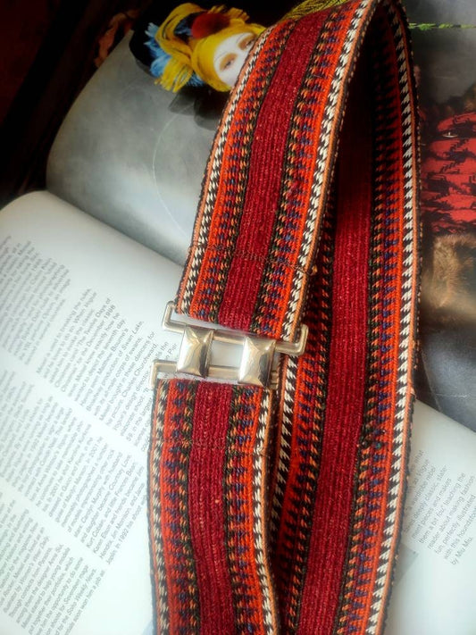 Vintage multicolored waist belt |90s statement striped belt