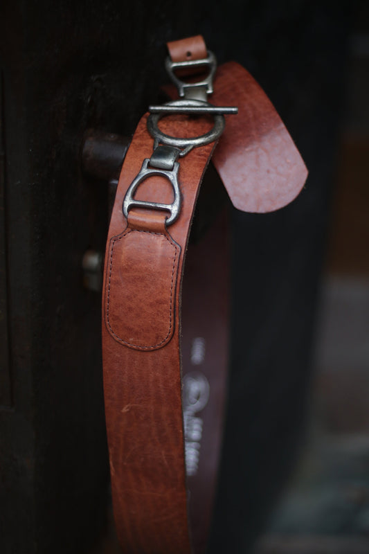 90s Red label Petrol Industries Leather Belt| Vintage Statement Brown Waist belt with copper colored details