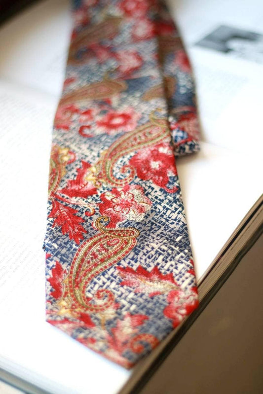 Vintage Paisley print red and blue tie | 90s bold printed tie