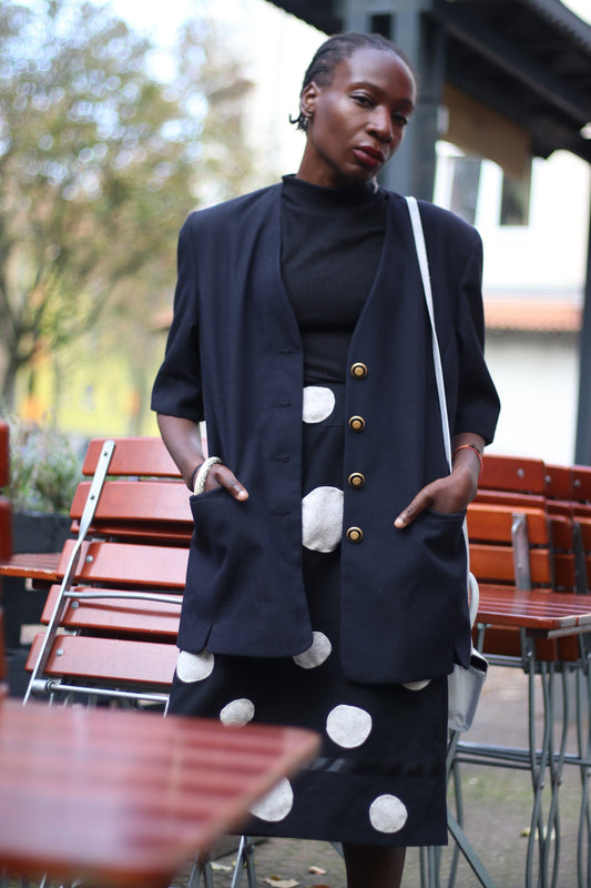 Pier Angelini Black Blazer with Gold Colored Buttons