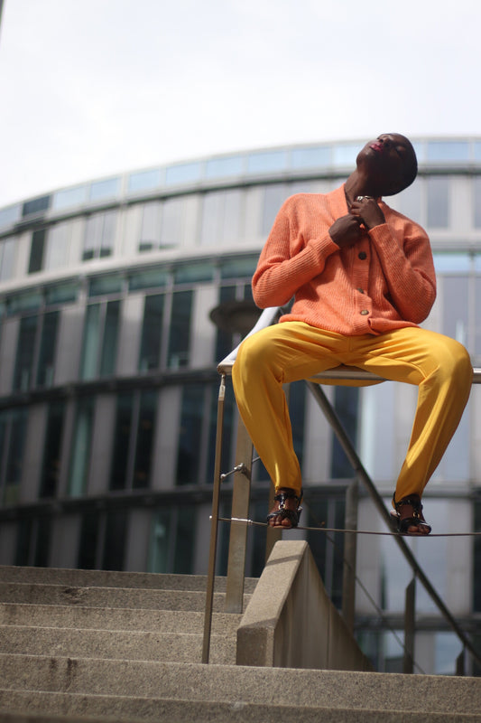 80s yellow shinny trousers| Vintage bright yellow statement Stirrup pants