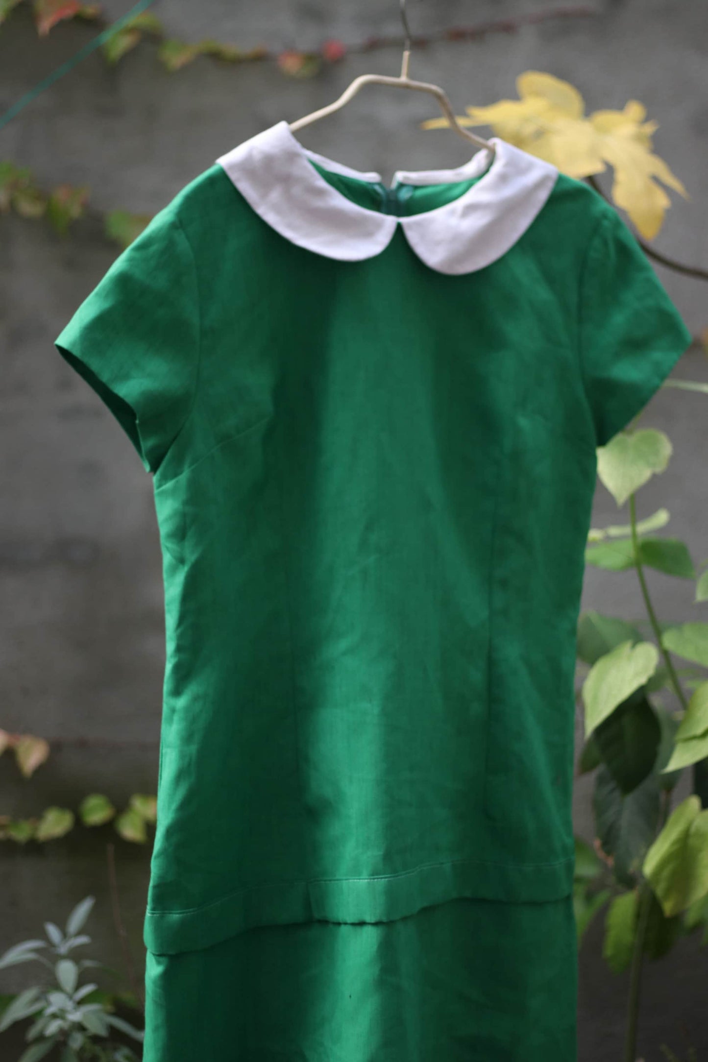 Vintage Peter Pan collar dress | 70s green whimsical dress