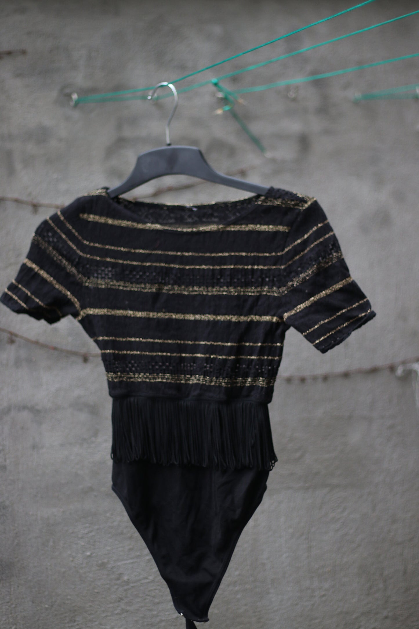 y2k black and gold bodysuit| Vintage one piece with tazzled details