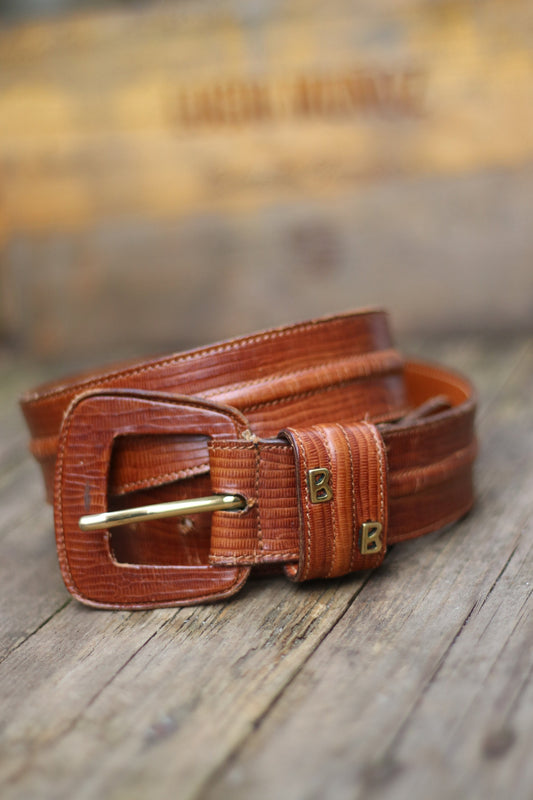 Vintage Bogner Belt| 80s Brown leather Designer belt