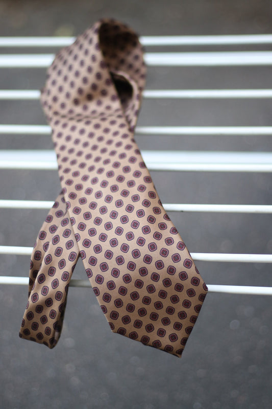 90s silk tie Vintage brown necktie Formal wear accessory Menswear for work