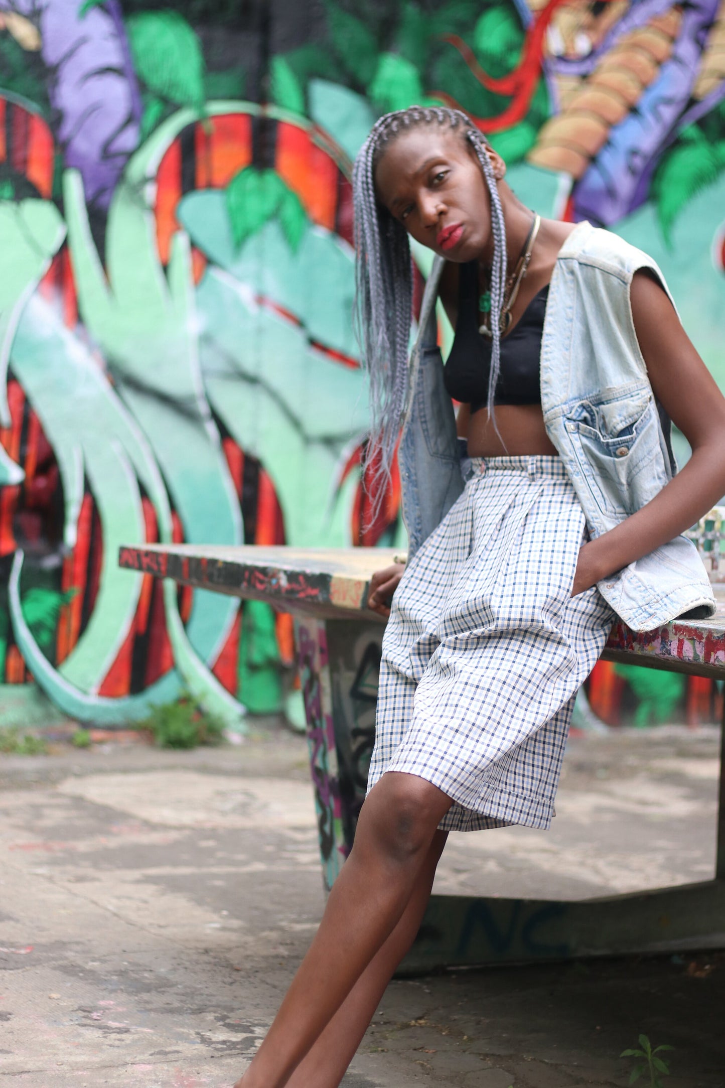 90s Mina B Paris Checkered Shorts| Cool Streetstyle