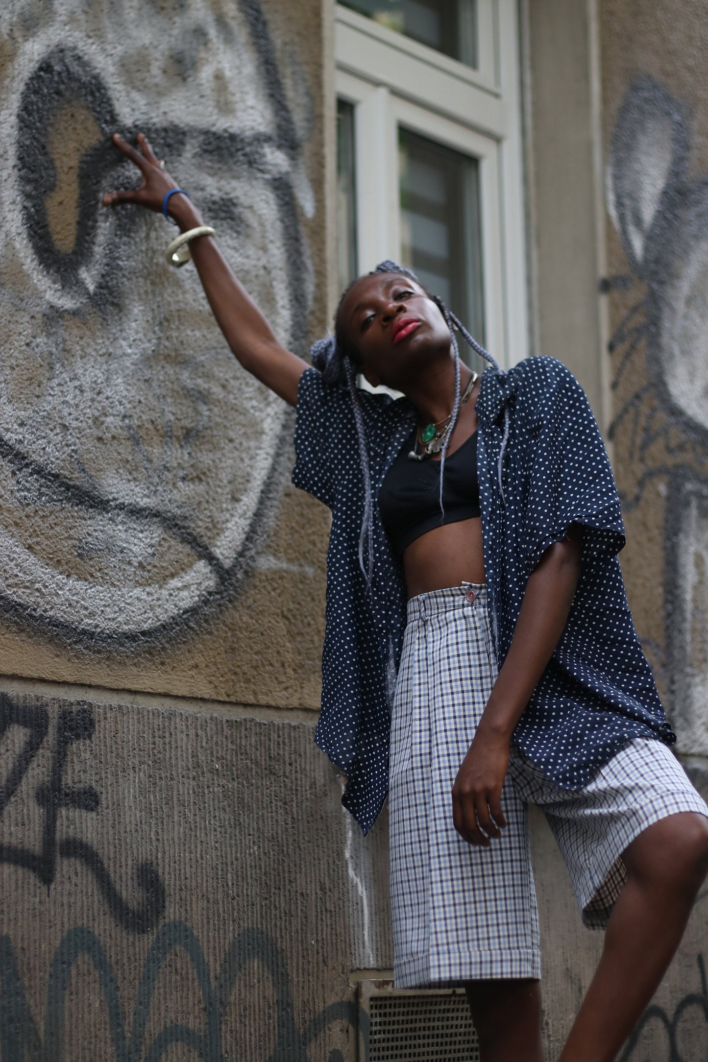 90s Mina B Paris Checkered Shorts| Cool Streetstyle