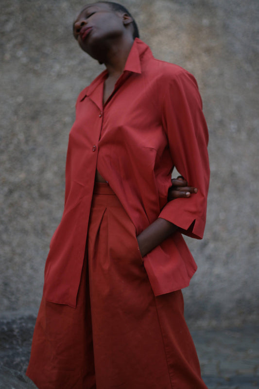 90s Orange Blouse| Vintage Minimalist half-sleeved blouse| Capsule wardrobe Office Chic