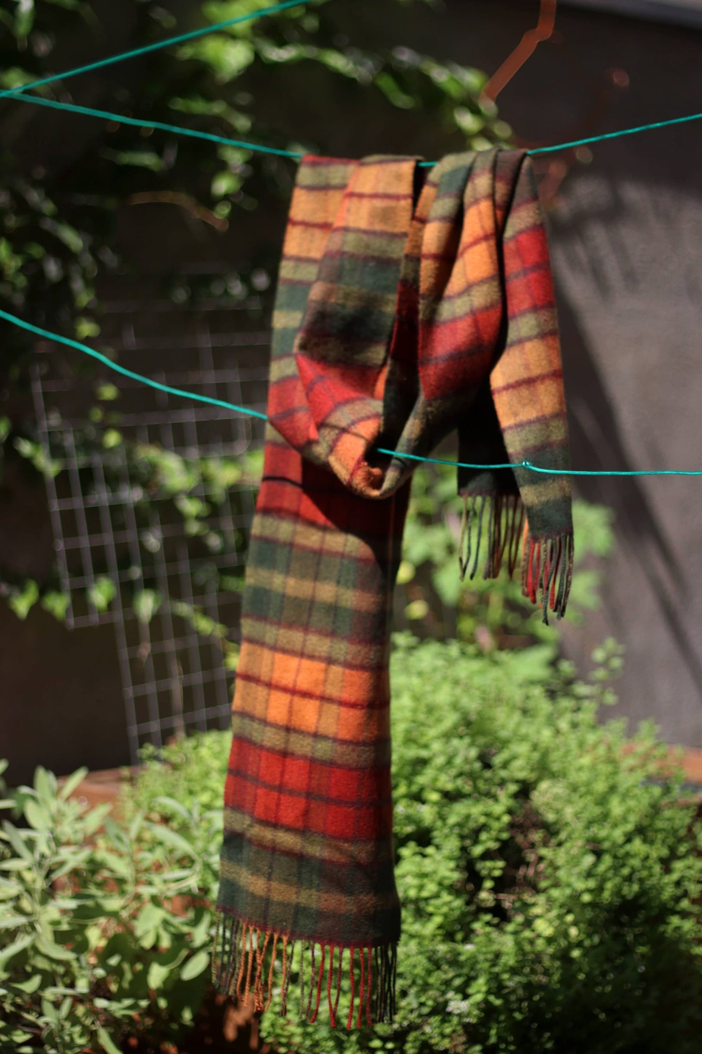 90s Johnstons of Elgin Scarf| Red and Brown Minimalist checkered winter knit| Cashmere scarf